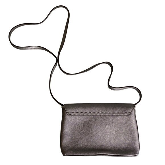 Kate Spade Metallic Silver Leather Mini Crossbody‎ Bag With Twist-Lock Closure - Picture 2 of 9
